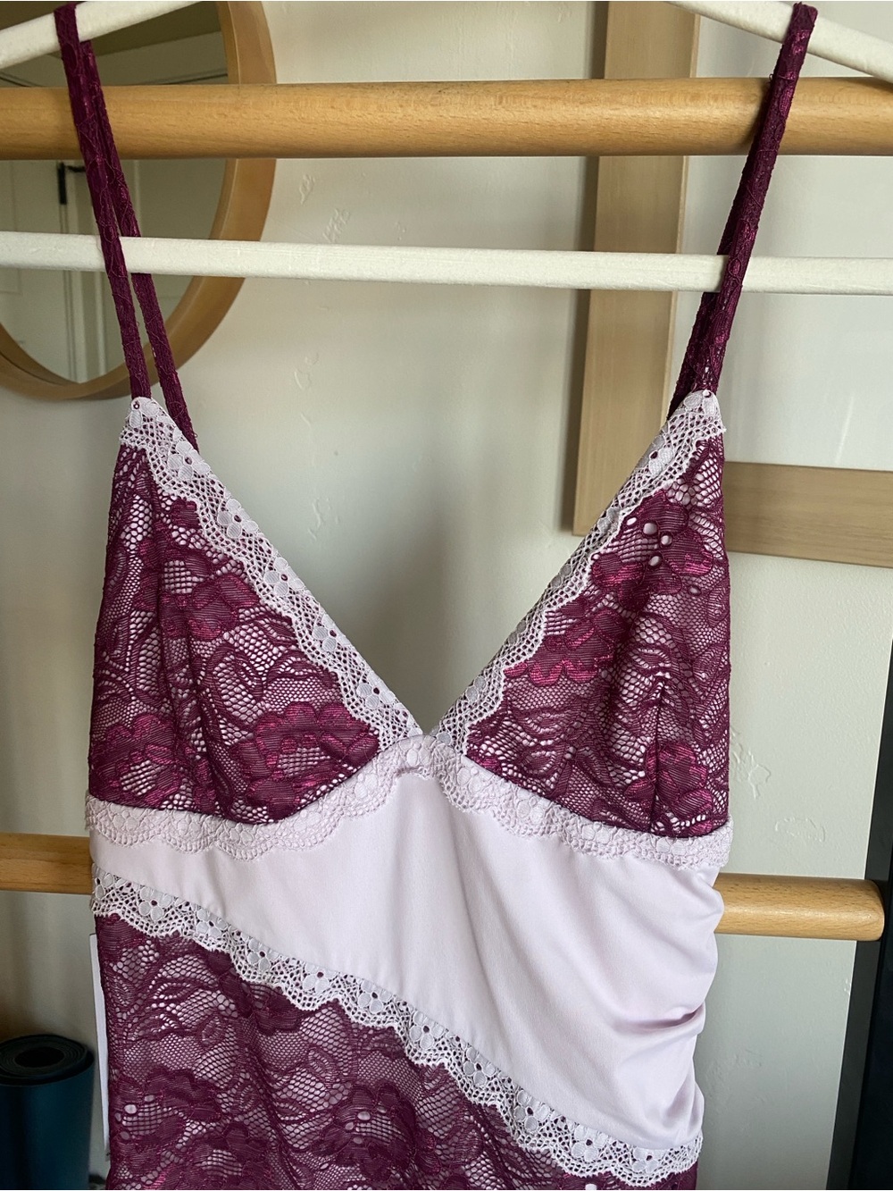 Princess Polly Dusty Rose and Wine Lace Slip Dress - Picture 4 of 7